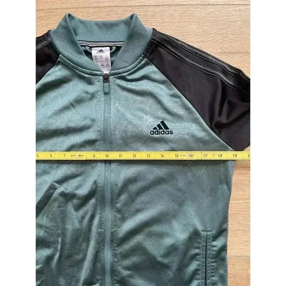 Adidas Women's Embossed Print Climalite Full Zip Track Jacket Teal Carbon M - Picture 9 of 10